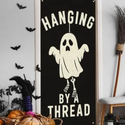Halloween Door Cover – Funny Mummy Cat "I Need to Unwind" Design, Haunted House Entrance Banner, Scary Outdoor & Indoor Decoration for 2025 Halloween Bedroom, Living Room, Bathroom