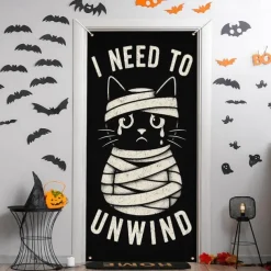 Halloween Door Cover – Funny Mummy Cat 
