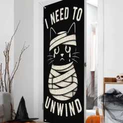 Halloween Door Cover – Funny Mummy Cat 