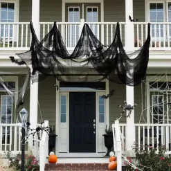 Halloween Door Cover Front Door Curtain Decoration, Halloween Broomstick Bats Flying Jagged Bottom Display