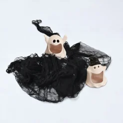 Halloween Door Cover Front Door Curtain Decoration, Halloween Broomstick Bats Flying Jagged Bottom Display