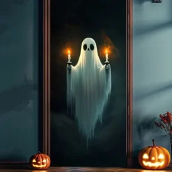 Halloween Door Decorations Ghosts Halloween Door Covers Door Tapestry Door Curtain Decoration Backdrop Door Banner for Front Door Farmhouse Holiday Party Decor Supplies
