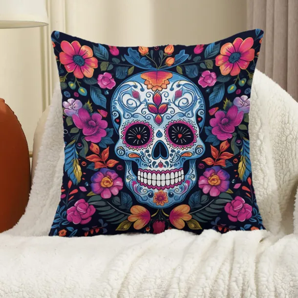 Halloween Double Side Pillow Cover 1PC Skull Day of Dead Soft Decorative Square Cushion Case Pillowcase for Bedroom Livingroom Sofa Couch Chair Decorations