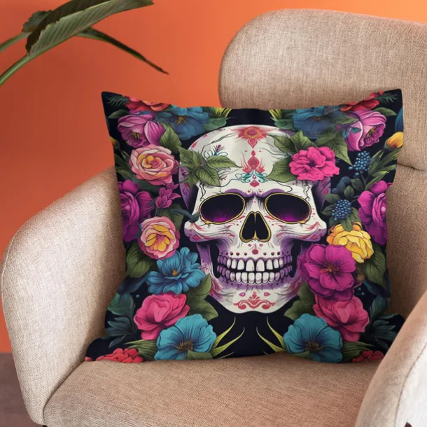 Halloween Double Side Pillow Cover 1PC Skull Day of Dead Soft Decorative Square Cushion Case Pillowcase for Bedroom Livingroom Sofa Couch Chair Decorations