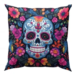 Halloween Double Side Pillow Cover 1PC Skull Day of Dead Soft Decorative Square Cushion Case Pillowcase for Bedroom Livingroom Sofa Couch Chair Decorations