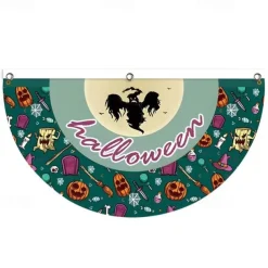Halloween Fan Flag Bunting Outdoor Flag for Outdoor Halloween Yard Fence Hanging Spooky Pumpkin Banner Flag Table Decor Fall Room Decor Aesthetic Halloween Birthday Party Decor