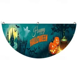 Halloween Fan Flag Bunting Outdoor Flag for Outdoor Halloween Yard Fence Hanging Spooky Pumpkin Banner Flag Table Decor Fall Room Decor Aesthetic Halloween Birthday Party Decor