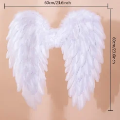 Halloween Feather Angel Wings Costume – Cosplay Costume for Women, Girls – Perfect for Halloween Cosplay, Christmas Ornaments, Holiday Parties, Catwalk Shows 60cm/23.6inch