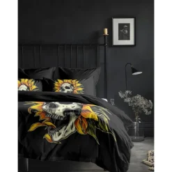 Halloween Floral Skull Duvet Cover Set - Includes Duvet Cover and Pillowcases - Spooky and Festive Design - Soft and Comfortable Fabric - Perfect for Halloween Home Decor
