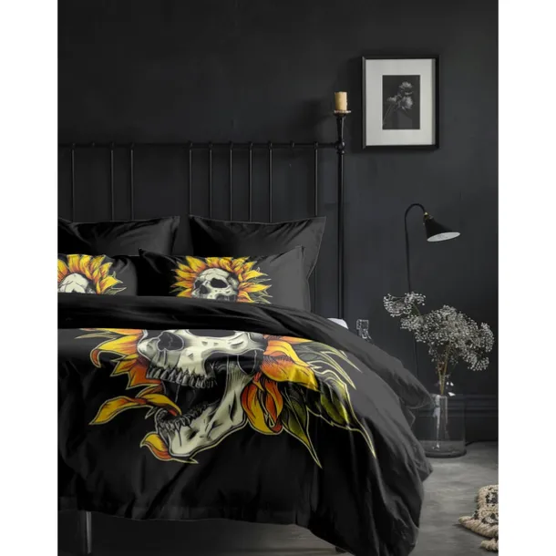 Halloween Floral Skull Duvet Cover Set - Includes Duvet Cover and Pillowcases - Spooky and Festive Design - Soft and Comfortable Fabric - Perfect for Halloween Home Decor