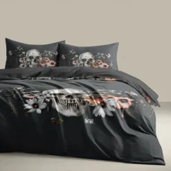 Halloween Floral Skull Duvet Cover Set - Includes Duvet Cover and Pillowcases - Spooky and Festive Design - Soft and Comfortable Fabric - Perfect for Halloween Home Decor