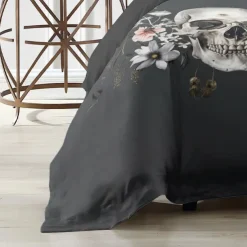 Halloween Floral Skull Duvet Cover Set - Includes Duvet Cover and Pillowcases - Spooky and Festive Design - Soft and Comfortable Fabric - Perfect for Halloween Home Decor