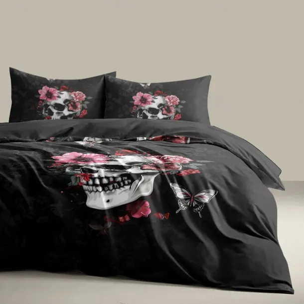 Halloween Floral Skull Duvet Cover Set - Includes Duvet Cover and Pillowcases - Spooky and Festive Design - Soft and Comfortable Fabric - Perfect for Halloween Home Decor