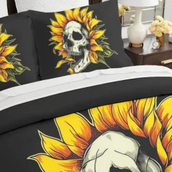 Halloween Floral Skull Duvet Cover Set - Includes Duvet Cover and Pillowcases - Spooky and Festive Design - Soft and Comfortable Fabric - Perfect for Halloween Home Decor