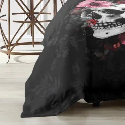 Halloween Floral Skull Duvet Cover Set - Includes Duvet Cover and Pillowcases - Spooky and Festive Design - Soft and Comfortable Fabric - Perfect for Halloween Home Decor