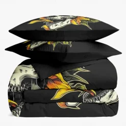Halloween Floral Skull Duvet Cover Set - Includes Duvet Cover and Pillowcases - Spooky and Festive Design - Soft and Comfortable Fabric - Perfect for Halloween Home Decor