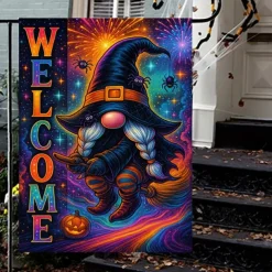 Halloween Garden Flag Banner – Neon-Style 