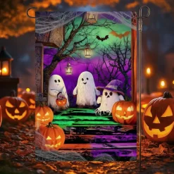 Halloween Garden Flag Banner – Neon-Style 