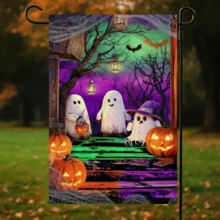 Halloween Garden Flag Banner – Neon-Style 