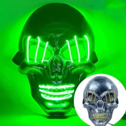halloween ghost head white silver skull light mask led ghost head horror atmosphere mask
