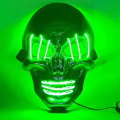 halloween ghost head white silver skull light mask led ghost head horror atmosphere mask