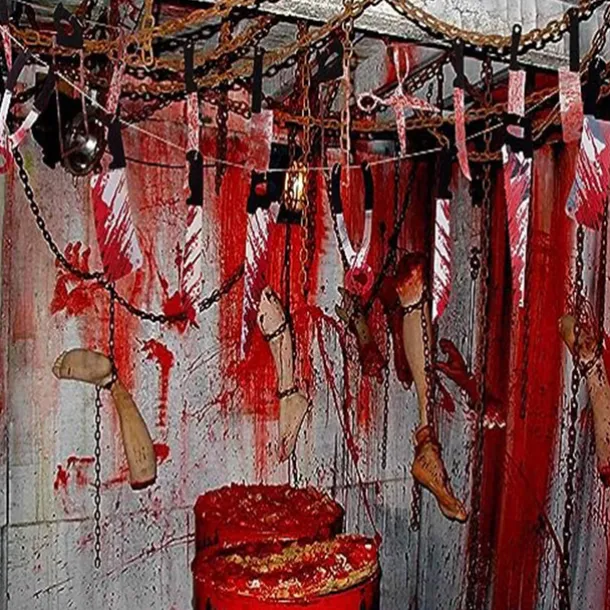 Halloween Ghost House Terror Decoration Blood Knife Flag Pulling Blood Knife String Trick Insect Pendant Flag Pulling Party Atmosphere Decoration