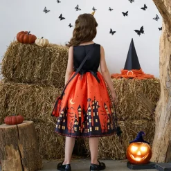 Halloween Girls' 3D Castle Dress Sleeveless Summer Spring Performance Party Birthday Beautiful Halloween Custome Kids 4-12 Years Party Dress Swing Dress A Line Dress Midi Polyester Regular Fit