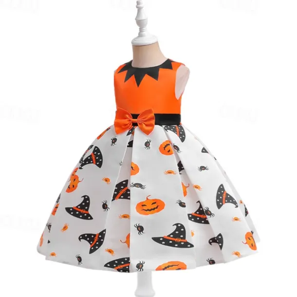 Halloween Girls' 3D Castle Dress Sleeveless Summer Spring Performance Party Birthday Beautiful Halloween Custome Kids 4-12 Years Party Dress Swing Dress A Line Dress Midi Polyester Regular Fit