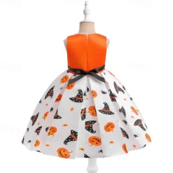 Halloween Girls' 3D Castle Dress Sleeveless Summer Spring Performance Party Birthday Beautiful Halloween Custome Kids 4-12 Years Party Dress Swing Dress A Line Dress Midi Polyester Regular Fit