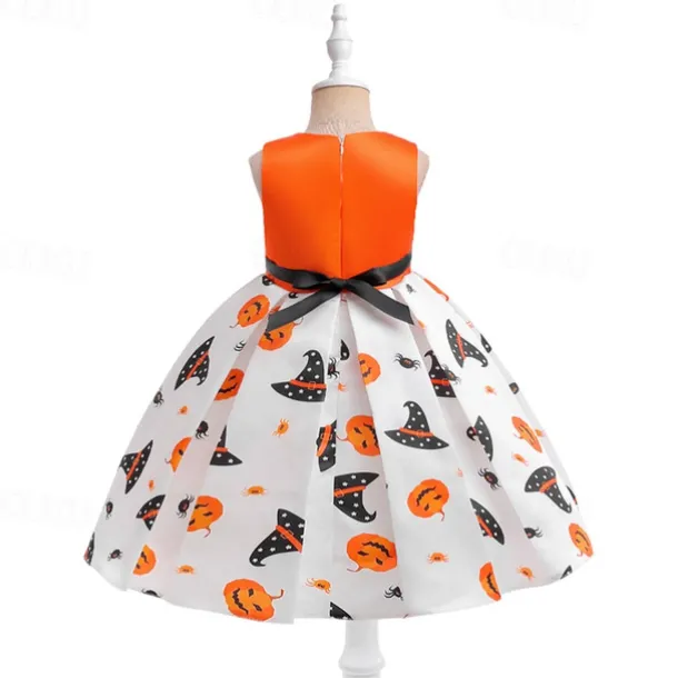 Halloween Girls' 3D Castle Dress Sleeveless Summer Spring Performance Party Birthday Beautiful Halloween Custome Kids 4-12 Years Party Dress Swing Dress A Line Dress Midi Polyester Regular Fit