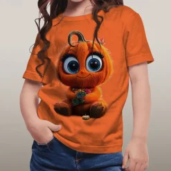 Halloween Girls' 3D Graphic Cartoon Pumpkin T shirt Tee Short Sleeve Summer Spring Fashion Basic Polyester Kids 4-12 Years Crew Neck Outdoor Casual Daily Regular Fit
