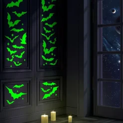 Halloween Glow-in-the-Dark Green Bat PET Stickers Bat Shape Elements