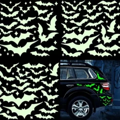 Halloween Glow-in-the-Dark Green Bat PET Stickers Bat Shape Elements
