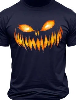 Halloween Grimace Black White Dark Grey T shirt Tee Men's Graphic 100% Cotton Shirt Sports Classic Shirt Short Sleeve Comfortable Tee Summer Spring Fashion Designer Clothing S M L XL XXL