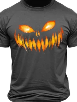 Halloween Grimace Black White Dark Grey T shirt Tee Men's Graphic 100% Cotton Shirt Sports Classic Shirt Short Sleeve Comfortable Tee Summer Spring Fashion Designer Clothing S M L XL XXL