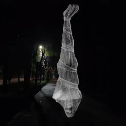 Halloween Hanging Ornament - 6 ft Foam Skeleton in Spider Web - Halloween Decorations Outdoor Yard Party Door Haunted House