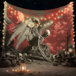 Halloween Hanging Tapestry Photograph Backdrop Jack O Lantern Wall Art Large Tapestry Mural Decor Blanket Curtain Home Bedroom Living Room Decoration Death Selfie