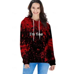 Halloween Hoodie I'm Fine Hoodies for Men Women 3D Print Graphic Sweatshirts Pullover Cool Funny Novelty Hoody Hooded With Pockets