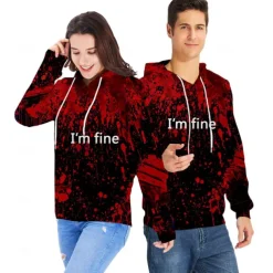 Halloween Hoodie I'm Fine Hoodies for Men Women 3D Print Graphic Sweatshirts Pullover Cool Funny Novelty Hoody Hooded With Pockets