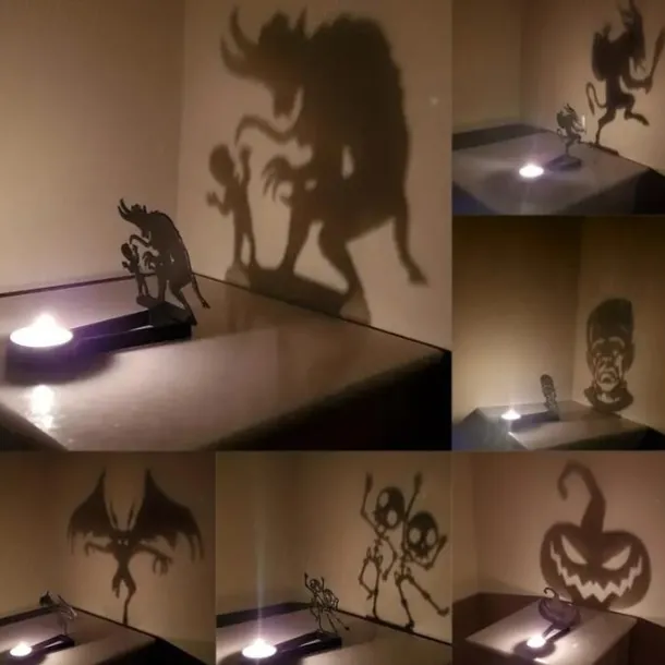 Halloween Horror Candle Holder Metal Decoration Funny Shadow Stand, Halloween Funny Candle Holder Desktop Decoration ( Without Candles )