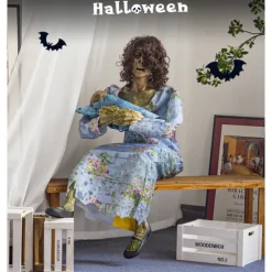Halloween Horror Decorations Haunted House Escape Room Large Electric Sensory Mechanical Ornaments Baby Rocking Chair