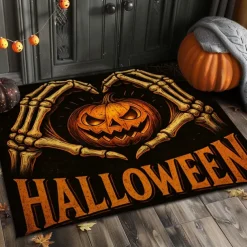Halloween Indoor Outdoor Doormat Kitchen Mat Vintage Pumpkin Face Design, Non-Slip Front Door Mat for Porch, Entryway, Patio, Bedroom, Bathroom and 2025 Halloween Home Decoration