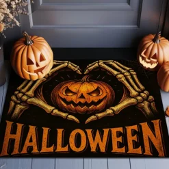 Halloween Indoor Outdoor Doormat Kitchen Mat Vintage Pumpkin Face Design, Non-Slip Front Door Mat for Porch, Entryway, Patio, Bedroom, Bathroom and 2025 Halloween Home Decoration