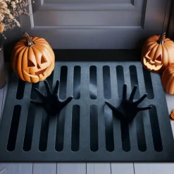 Halloween Indoor Outdoor Doormat Kitchen Mat Black Skeleton Spine Design, Non-Slip Front Door Mat for Porch, Entryway, Patio, Bedroom, Bathroom and 2025 Halloween Home Decoration