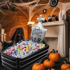 Halloween Inflatable Tombstone Coffin Drink Cooler Party Supplies, Halloween Party Beverage Holder for Indoor Outdoor Home Party Decorations Inflatable Serving Bar Drink Container