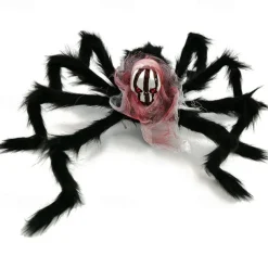 Halloween Large Spider Decoration Realistic Hairy Spider Horror Skeleton Spider Prank Prop Skull Spider Plush Toy Halloween Party Scary Decoration