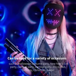 Halloween LED Mask Gesture Light Mask Change Face Induction Party Performance Atmosphere Props