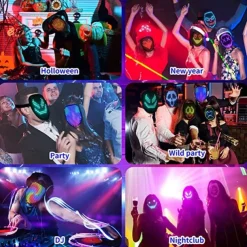 Halloween LED Mask Gesture Light Mask Change Face Induction Party Performance Atmosphere Props