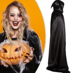 Halloween Loose Hooded Cape Adult Women Men Unisex Long Cloak Black Costume Dress Coats Gifts Children Adult for Halloween Party