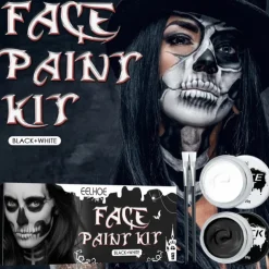 Halloween Makeup Kit - Black, White Oil-Based Body Paint for Adults - Perfect for Joker, Zombie, Vampire, and Skeleton Cosplay - Long-Lasting and Easy to Apply
